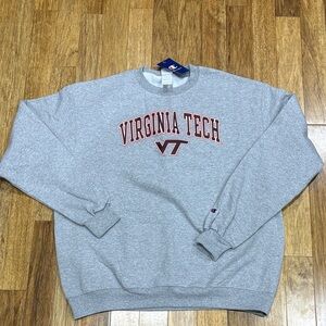Champion Gray Virginia Tech Crewneck Sweatshirt with Maroon Logo